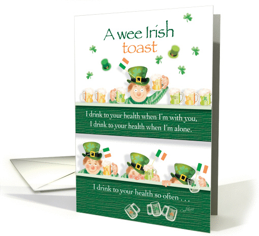 St. Patrick's Day Irish Toast - Cute Little Guy Has One Too Many card