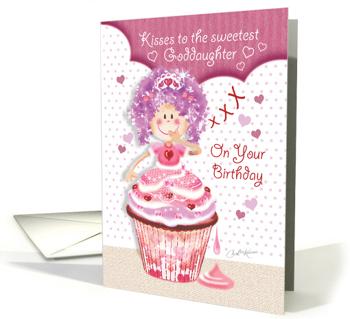Birthday for Goddaughter - Princess Cupcake Blowing Kisses card