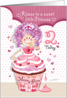 Birthday Princess Age 2 - Princess Cupcake Blowing Kisses card