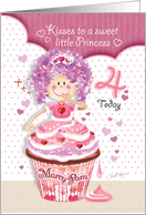 Birthday Princess Age 4 - Princess Cupcake Blowing Kisses card