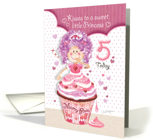 Birthday Princess Age 5 - Princess Cupcake Blowing Kisses card