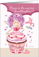 Birthday for Granddaughter Age 4 - Princess Cupcake Blowing Kisses card