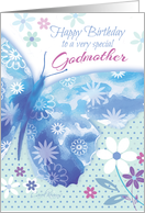 Birthday for Godmother - Blue Decorative Butterfly with Flowers card