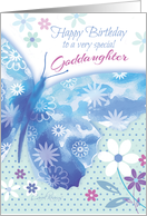 Birthday for Goddaughter Blue Decorative Butterfly with Flowers card