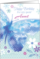 Birthday for Aunt - Blue Decorative Butterfly with Flowers card