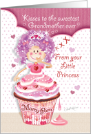 Birthday to Grandmother from Granddaughter - Cupcake Blows kisses card