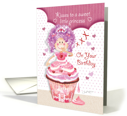 Birthday for a Little Princess - Princess Cupcake Blowing Kisses card