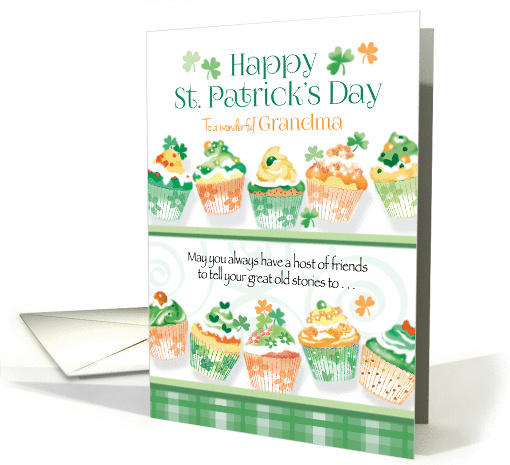 Happy St. Patrick's Day to Grandma - Cupcakes in Irish Colours card