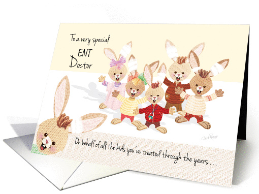 Doctors' Day - ENT Doctor - Bunny kids with ear bandages card