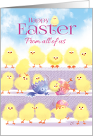 Easter From All Of Us - 3 Rows of Cute Chicks card