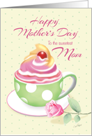 Mother’s Day for Mom - Cup of Cupcake with Rose card