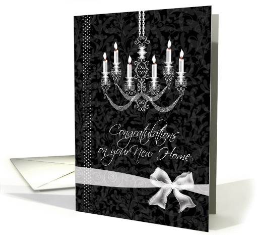 New Home, Congratulations - Chandelier on Black card (1260736)