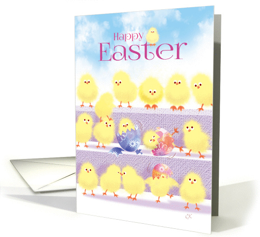 Happy Easter - 3 Rows of Cute Playful Chicks card (1260816)