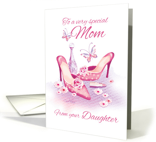 Mother's Day, To Mom from Daughter - Ladies Shoes and Lipstick card