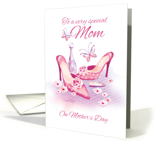 Mother's Day, for Mom - Ladies Pink Shoes and Lipstick card (1261962)
