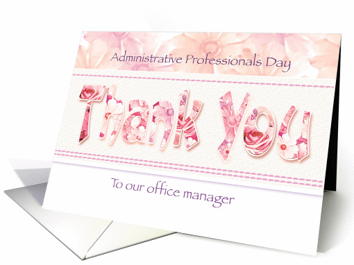 Admin Pro Day, Office Manager - Floral Thank You in Pink Tones card
