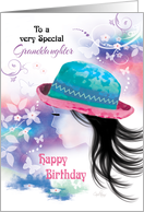 Granddaughter, Birthday Teenager - Girl in Hat with Decorative Design card