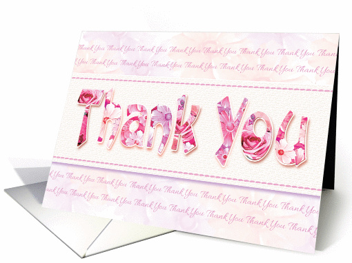 Thank You, Blank inside - Pink Floral Thank You Words card (1264704)
