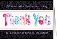 Personal Assistant, Admin Pro Day - Floral Thank You on Black card