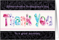 Secretary, Admin Pro Day - Floral Thank You on Black card