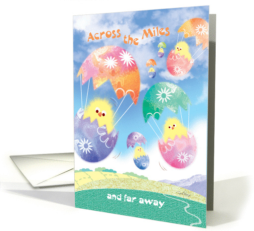 Easter Across The Miles - Flying Chicks in Egg Shells card (1268158)