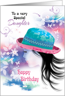 Daughter, Birthday Teenager - Girl in Hat with Decorative Design card