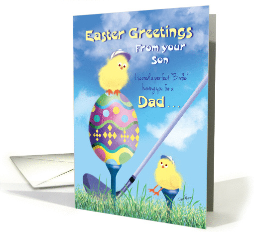 Easter for Dad, From Son - Golfing Theme, Perfect Birdie card