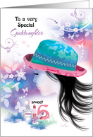 Goddaughter, 16th Birthday - Girl in Hat with Decorative Design card