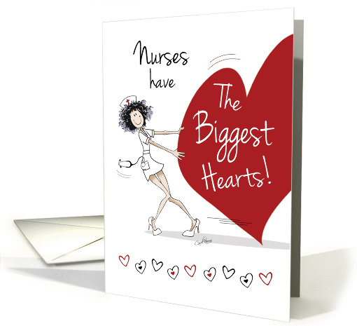 Nurses Day, for Female - Funny Nurse With Huge Heart card (1272592)