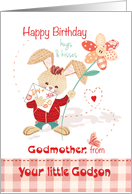 Birthday, Godmother from Godson - Cute Bunny with Tall Flower card