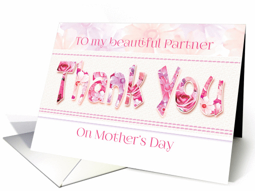 Mother's Day, Partner - Thank You Words in Floral Design card