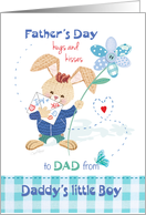 Father’s Day, Dad, Son - Cute Bunny with Tall Flower card