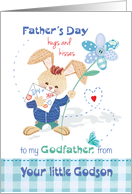 Father’s Day, Godfather, Godson - Cute Bunny with Tall Flower card