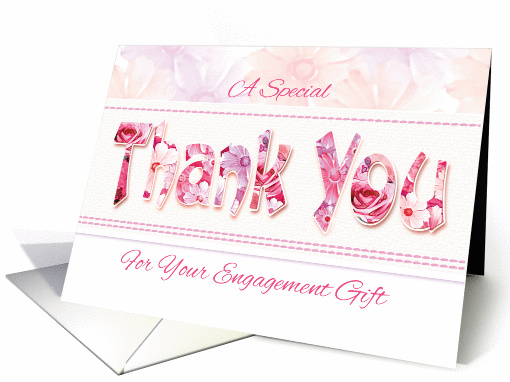 Engagement Gift, Thank You - Thank You Words in Floral Design card