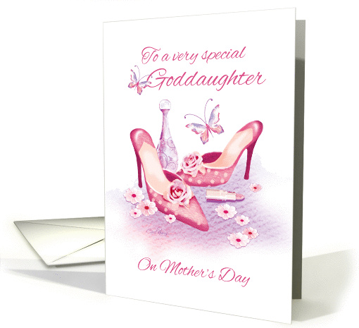 Goddaughter, Mother's Day - Pink Shoes and Perfume card (1277852)