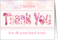 Thank You to Employee - Thank You words in floral design. card
