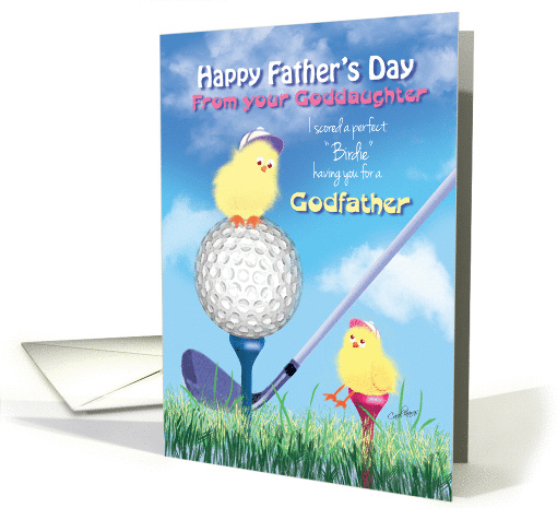 Godfather, Father's Day, from Goddaughter - Golf, Perfect Birdie card