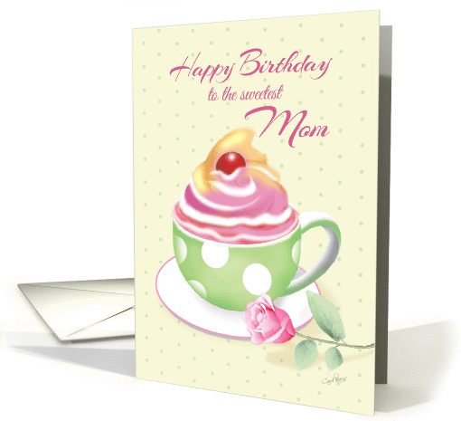 Mom, Birthday - Cupcake in green cup card (1280176)