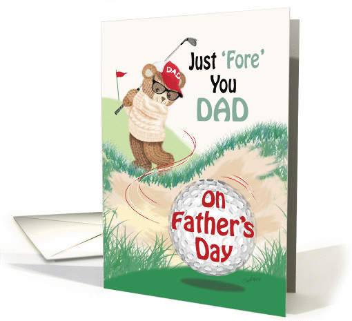 Dad, Father's Day - Golfing Teddy at Bunker card (1282196)