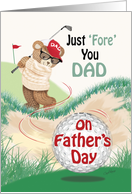 Dad, Father’s Day - Golfing Teddy at Bunker card