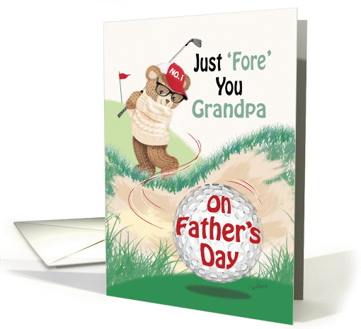 Father's Day, Grandpa - Golfing Teddy at Bunker card (1282228)