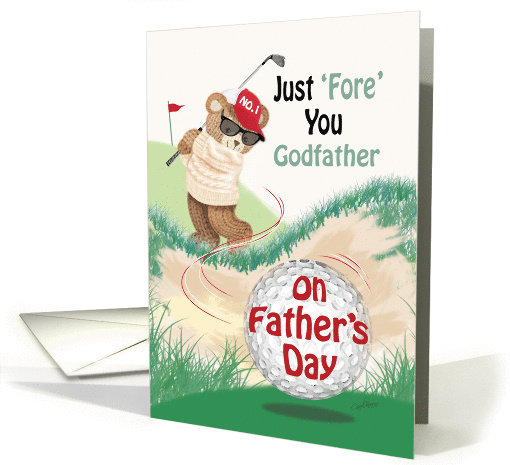 Father's Day, Godfather - Golfing Teddy at Bunker card (1282242)