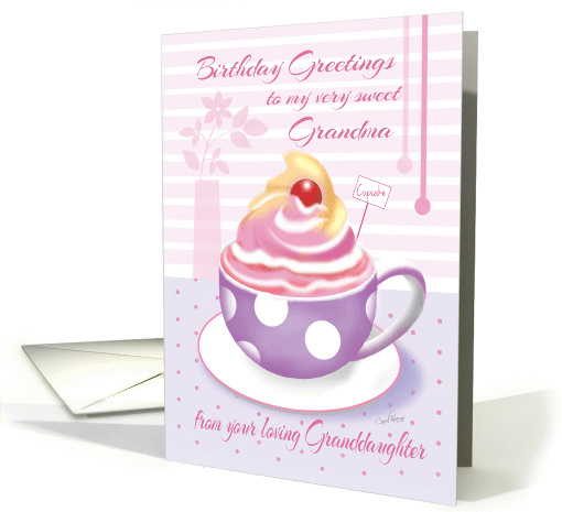 Grandma Birthday from Granddaughter - Lilac Cup of Cupcake card