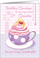 Grandma Birthday from Granddaughter - Lilac Cup of Cupcake card