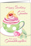 Grandma Birthday from Granddaughter - Green Cup of Cupcake card