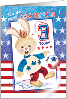Grandson, Birthday, Age 3 - Soccer Bunny USA card