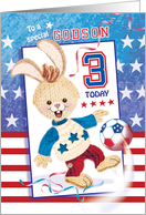 Godson, Birthday, Age 3 - Soccer Bunny USA card