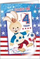 Godson, Birthday, Age 4 - Soccer Bunny USA card