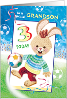 Grandson, Birthday, Age 3 - Soccer Bunny card