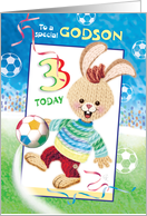 Godson, Birthday, Age 3 - Soccer Bunny card